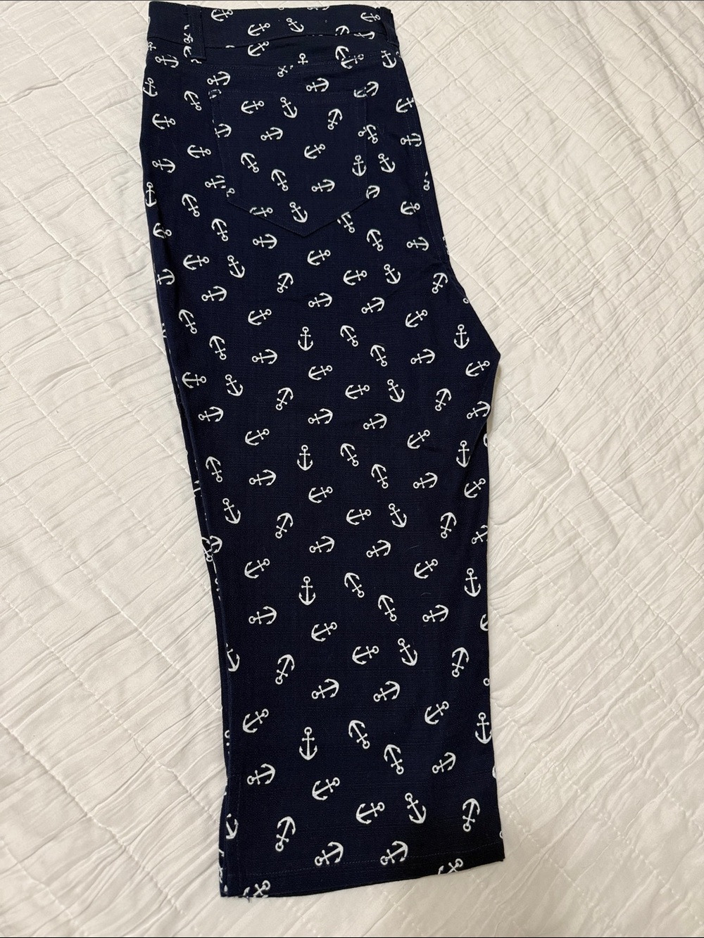 Rafaella Navy Capris with White Anchor Print